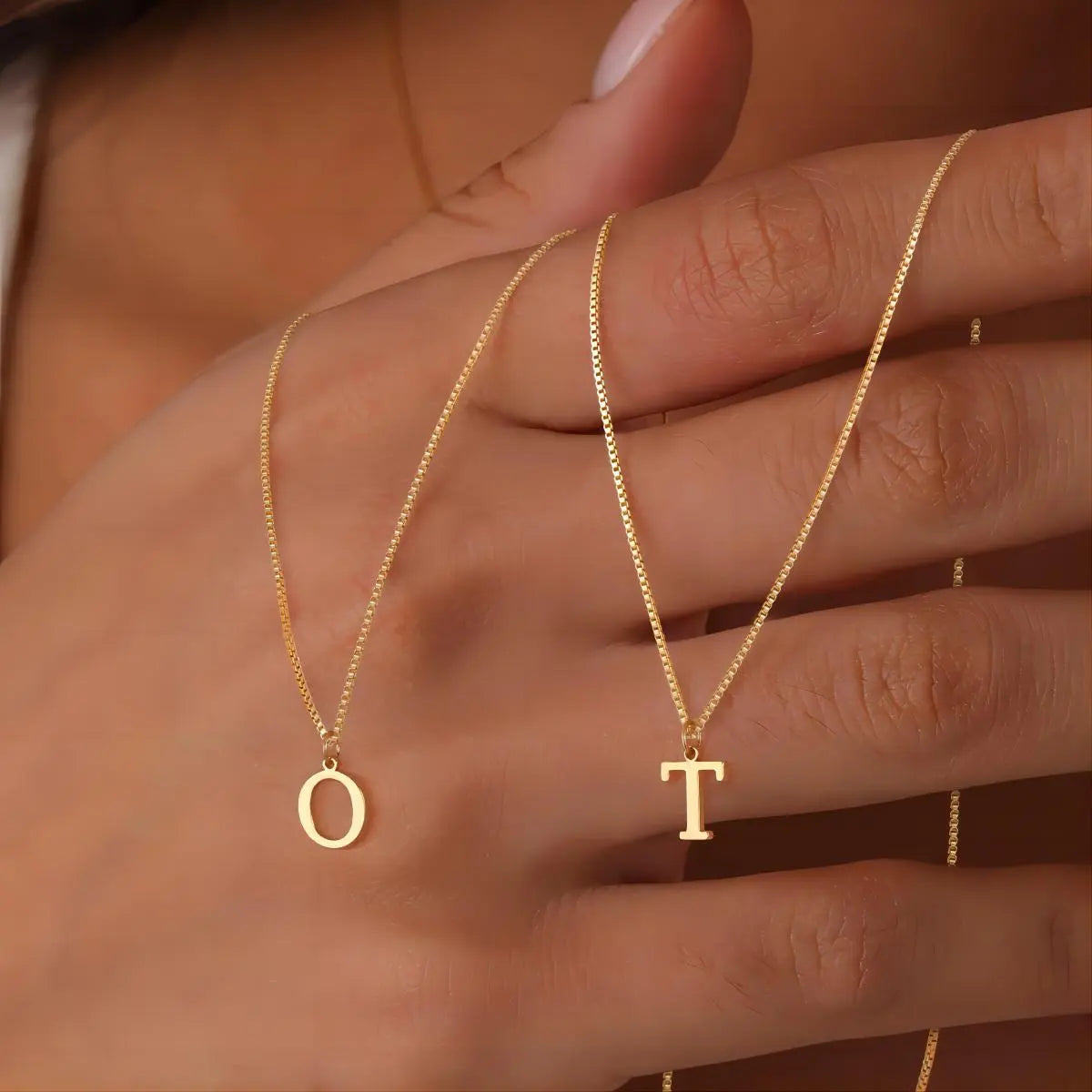Gold initial Dainty necklace