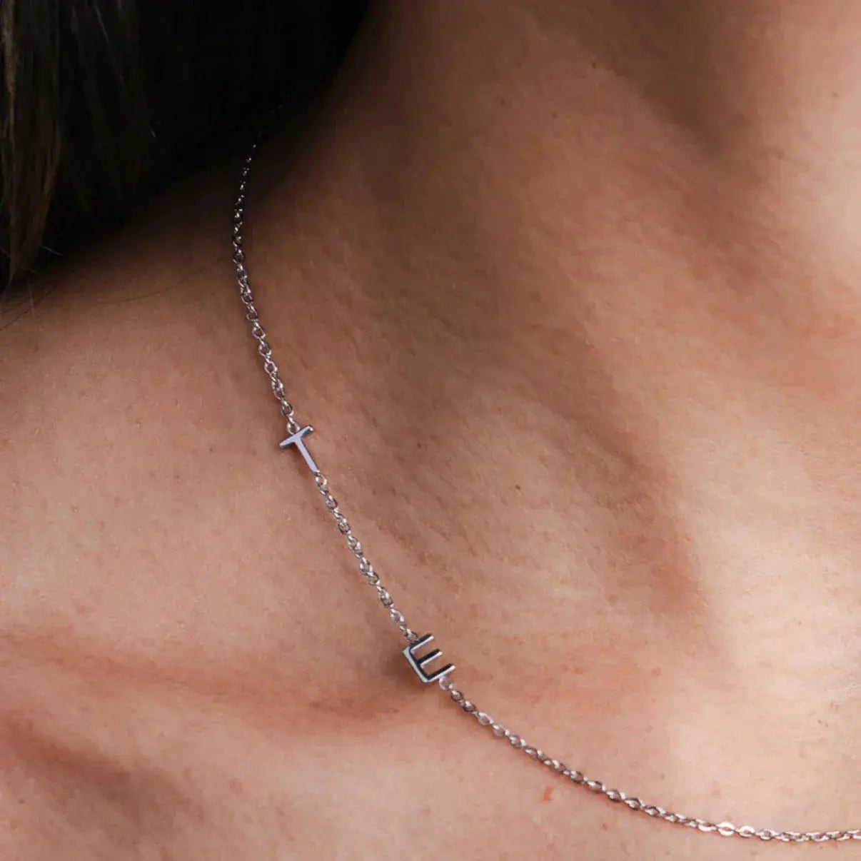 Personalized Necklace with Side Initials NostalgiaJewels