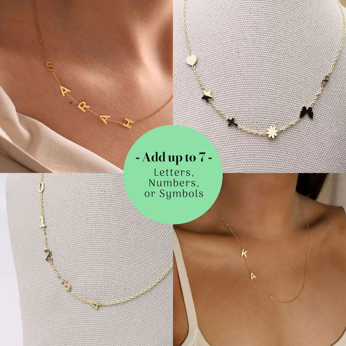 Personalized Necklace with Side Initials