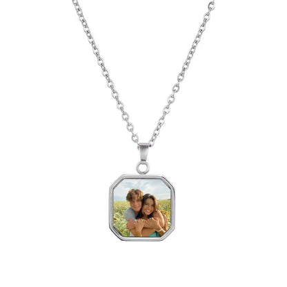 Custom Secret Photo Necklace - Silver