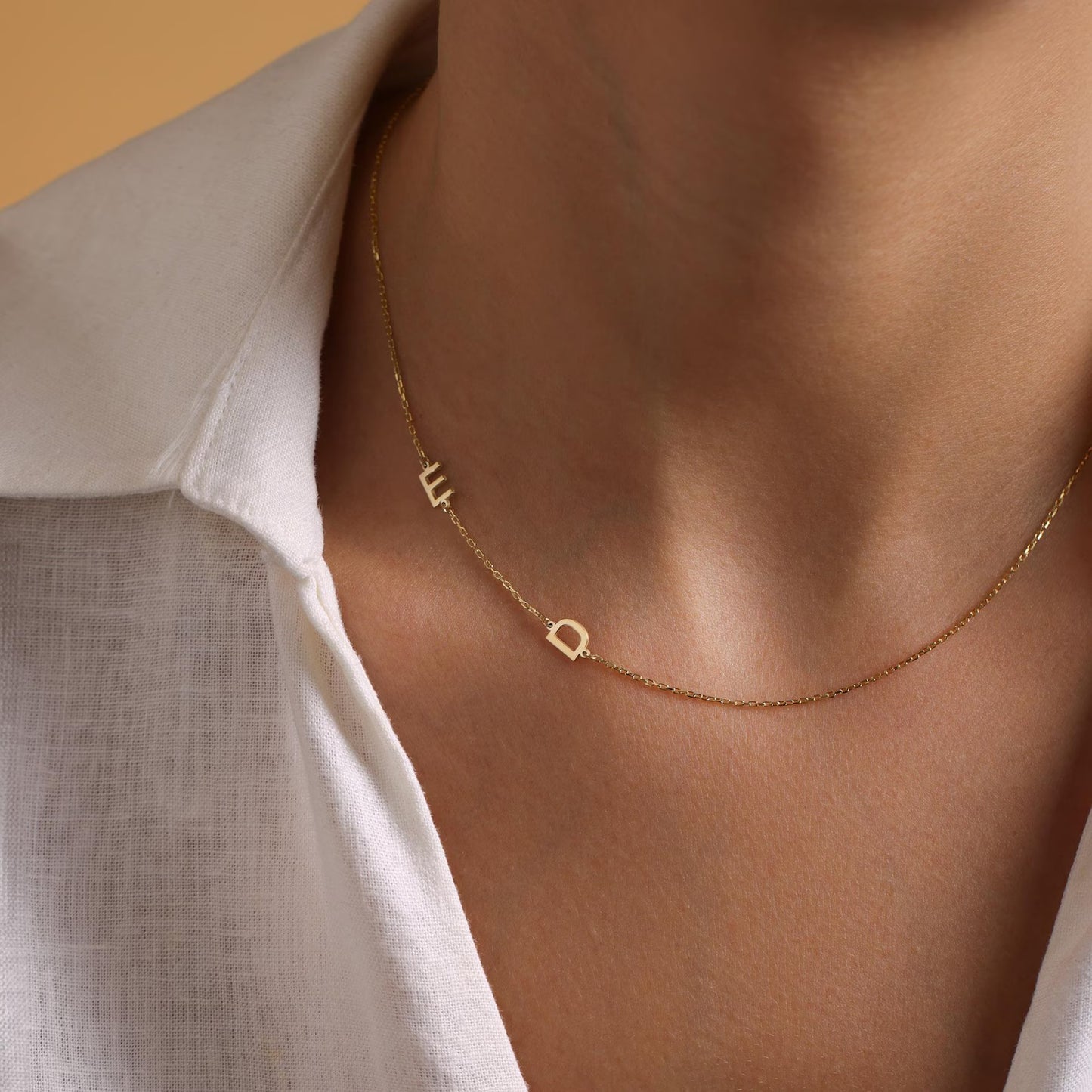 Personalized Necklace with Side Initials