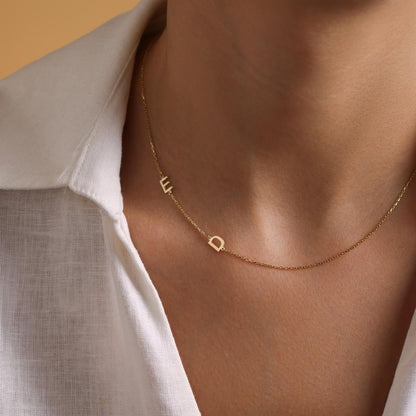 Personalized Necklace with Side Initials