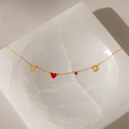 Custom Initial Heart Necklace with Birthstone and Zodiac Sign - Image 9