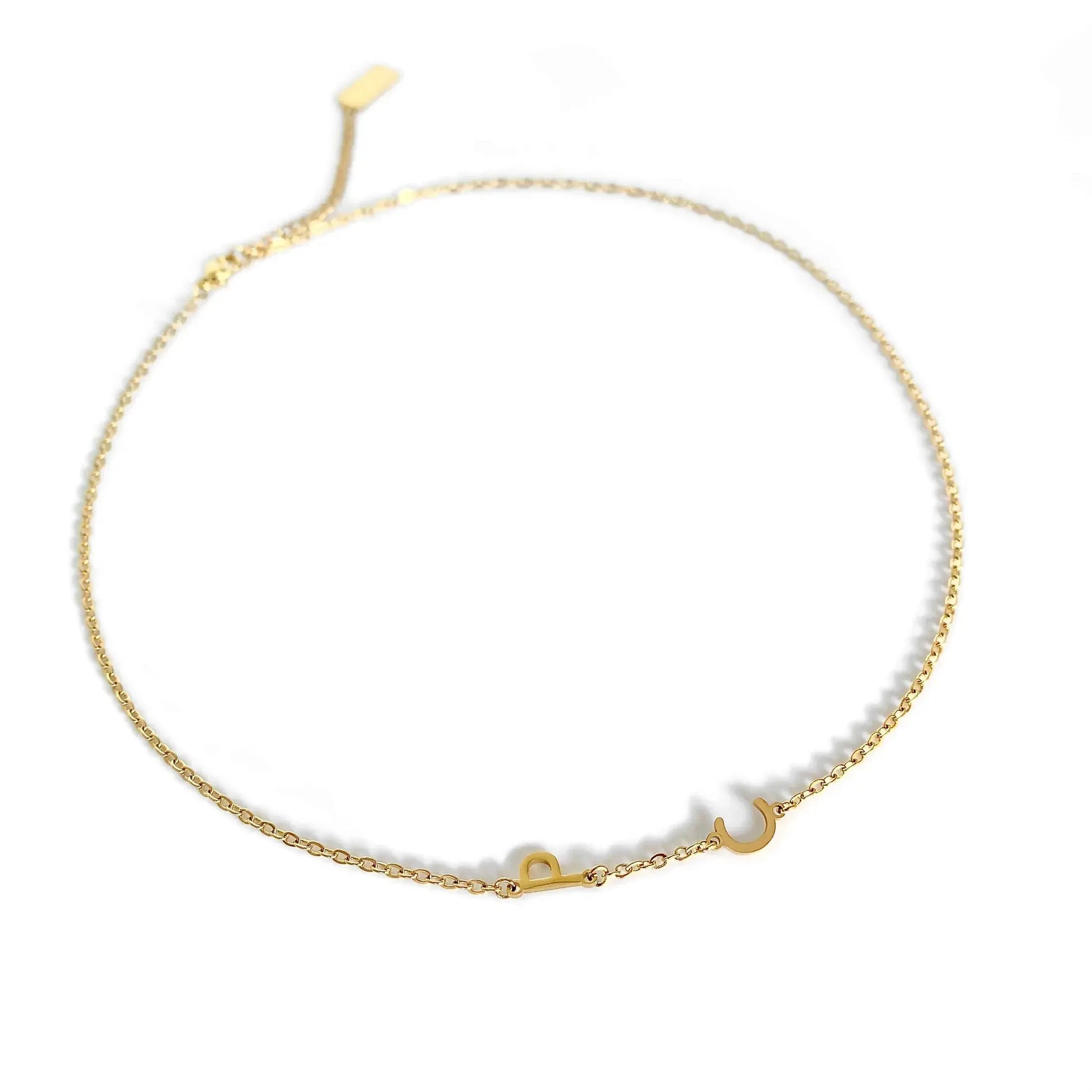 Personalized Necklace with Side Initials  NostalgiaJewels