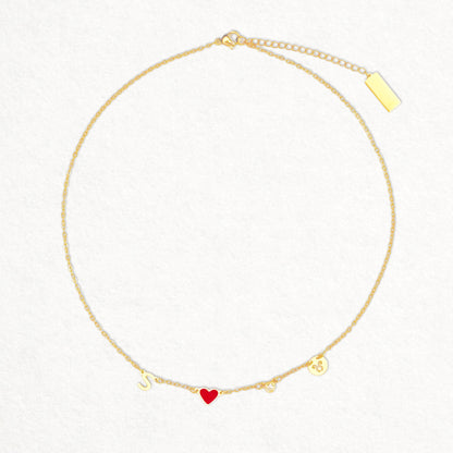 Custom Initial Heart Necklace with Birthstone and Zodiac Sign - 14K Gold / 2