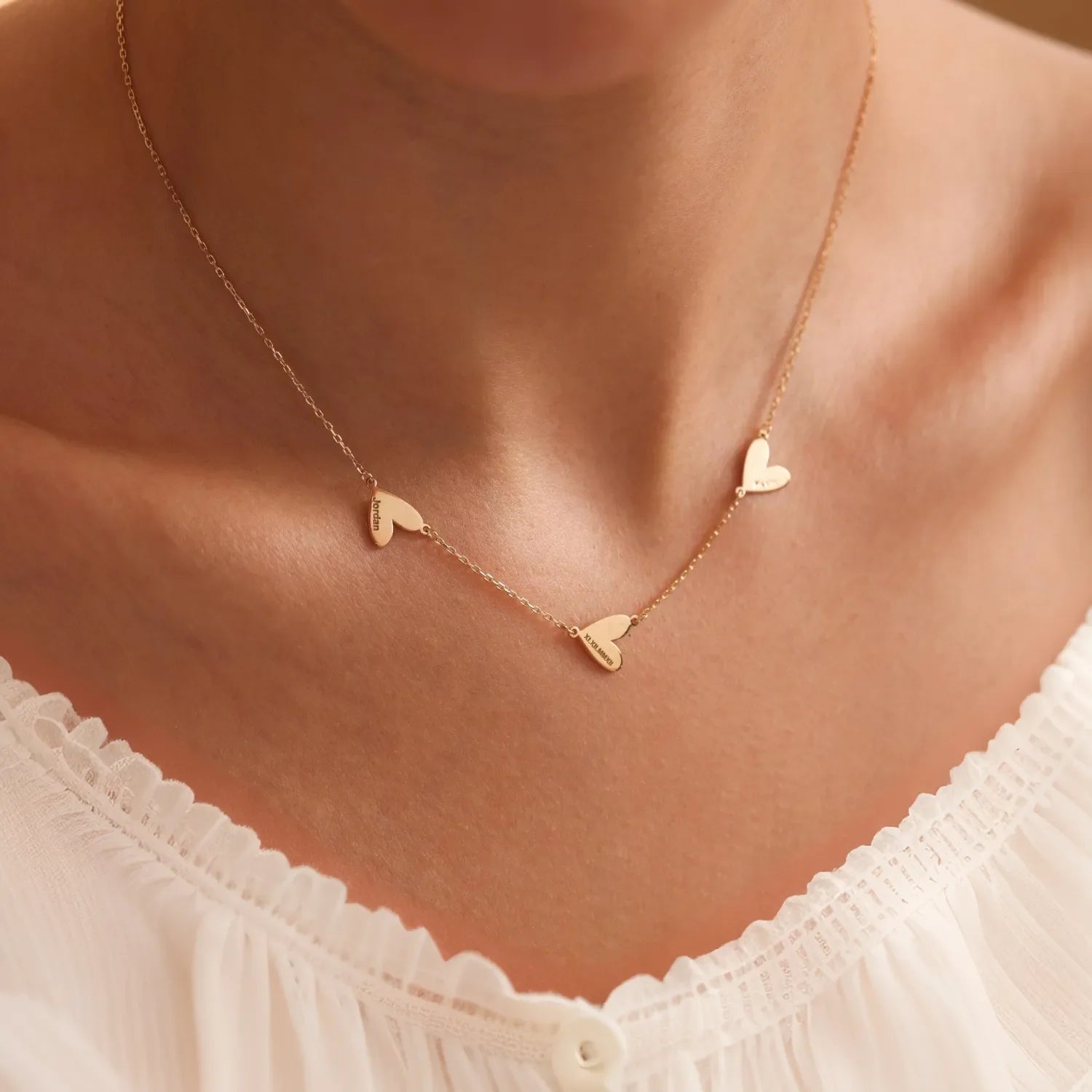 Custom Engraved Heart Necklace - Gold / 4