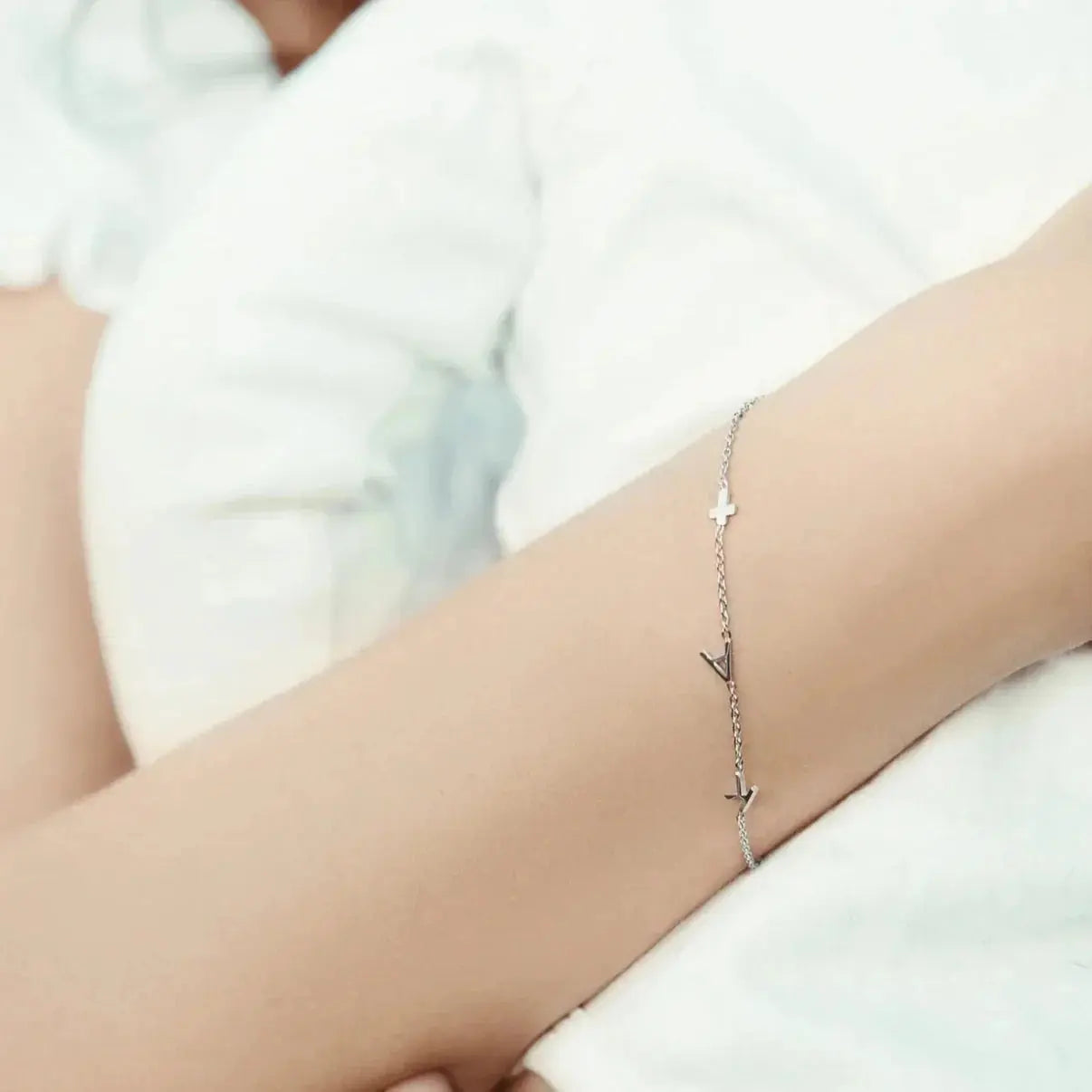 Personalized Bracelet with Side Initials  NostalgiaJewels