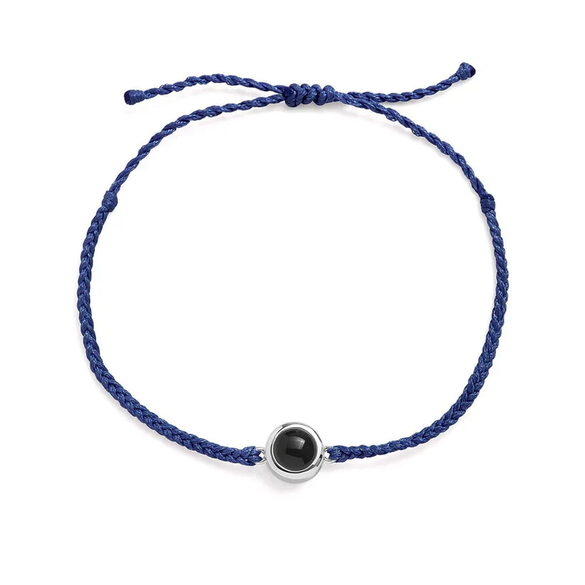 Custom Photo Bracelet - Navy/Silver